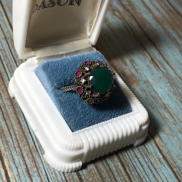 Stunning Royal green aventurine crown Queen 👸🏻ring size 8.5 - Picture 2 of 4